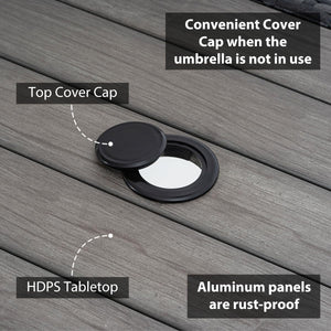 Wicker Patio Side Table with Umbrella Hole and Weight Bags