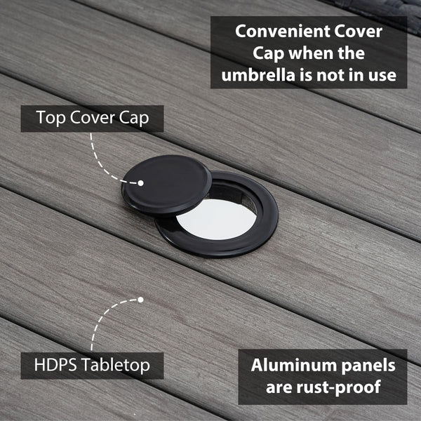Wicker Patio Side Table with Umbrella Hole and Weight Bags