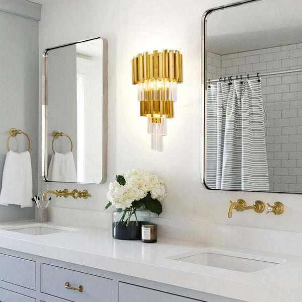 Modern Crystal Gold Wall Sconce 3-Light