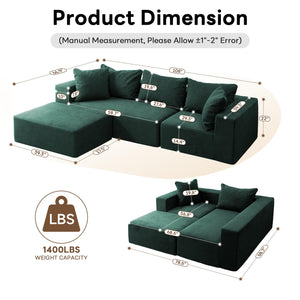 Modular L-Shaped Sectional Sofa with Deep Seat