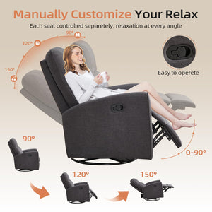 Swivel Rocker Recliner – Grey