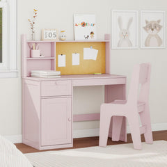 Kids Study Desk and Chair Set with Hutch and Storage