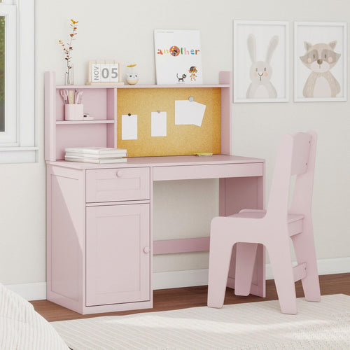 Kids Study Desk and Chair Set with Hutch and Storage