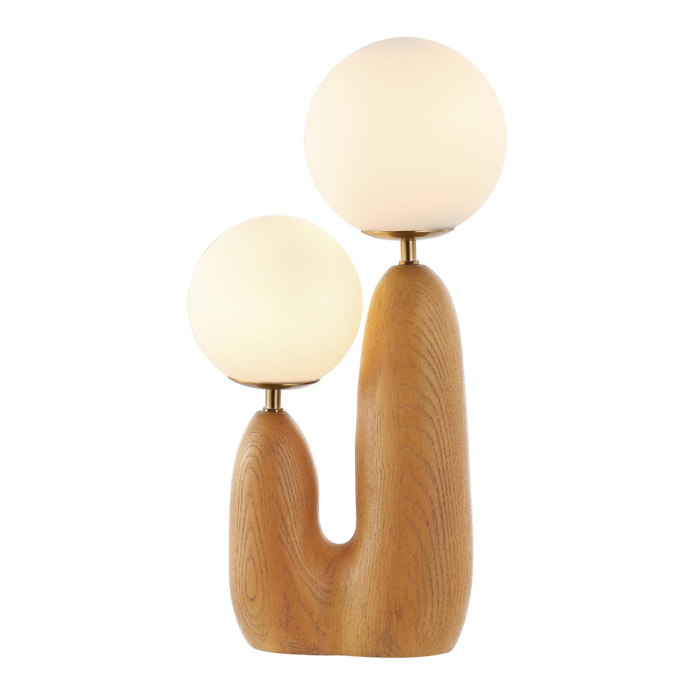 Mid-Century LED Table Lamp with Frosted Globe Shades, 2-Light