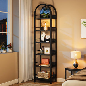 6-Tier Arched Bookcase with Metal Frame