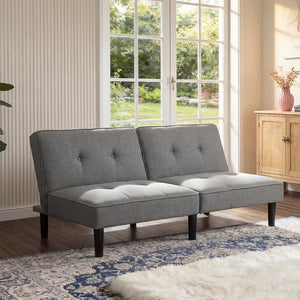 67" Convertible Futon Sofa Bed with Adjustable Backrest – Light Gray