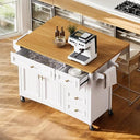 54" Rolling Kitchen Island with Drop Leaf & Storage Drawers