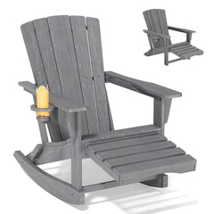 4-in-1 HDPE Adirondack Rocking Chair with Ottoman & Cup Holder