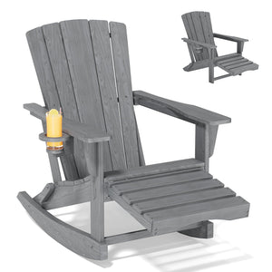 4-in-1 HDPE Adirondack Rocking Chair with Ottoman & Cup Holder