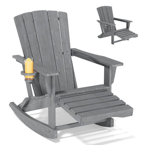 4-in-1 HDPE Adirondack Rocking Chair with Ottoman & Cup Holder