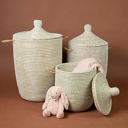 Handwoven Storage Basket with Removable Lid