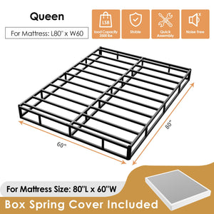 7-Inch Heavy Duty Metal Box Spring with Fabric Cover & Tool-Free Assembly