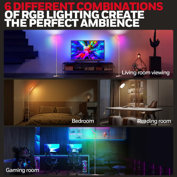 LED Floor Lamp with Remote Control – 3000LM, 2700–5000K, RGB Modes