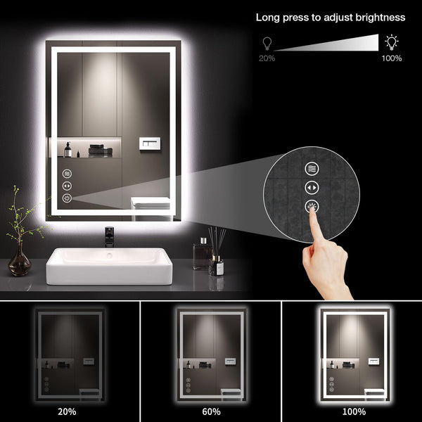 LED Bathroom Mirror with Lights – Anti-Fog, Dimmable, Backlit & Front Lit, 32"L x 24"W