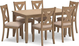 7-Piece Rectangular Dining Table Set with 6 Ladderback Chairs
