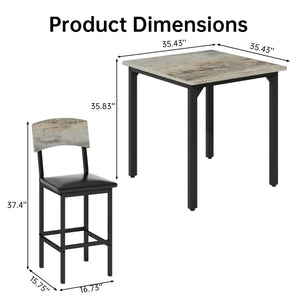 5-Piece Counter Height Dining Table Set with 4 Upholstered Bar Stools