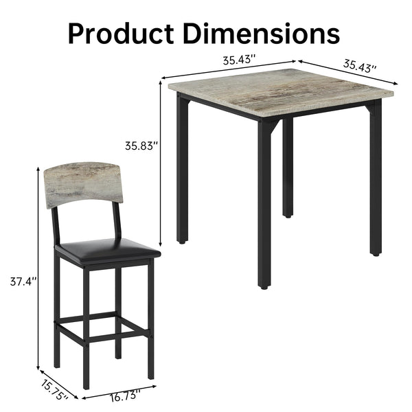 5-Piece Counter Height Dining Table Set with 4 Upholstered Bar Stools