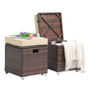 2-Piece Outdoor Patio Storage Ottomans with Cushions