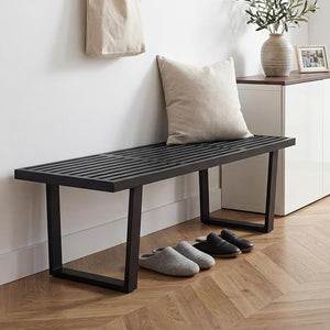 Solid Wood Dining & Entryway Bench with Metal Legs