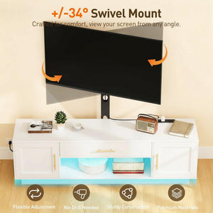 59" TV Stand with Swivel Mount & LED Lighting
