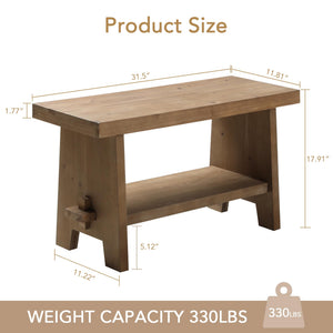 Solid Wood Entryway Bench – Farmhouse Rustic Bench Seat