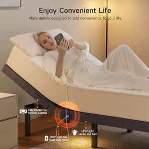 Adjustable Electric Bed Frame with Wireless Remote & Massage