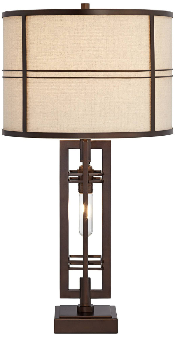 Industrial Table Lamp with Dimmer, USB Port & Nightlight – 28" Tall