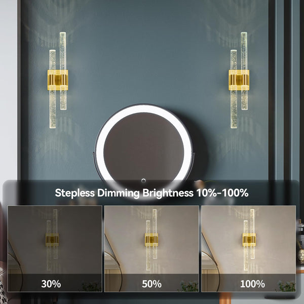 Crystal LED Bathroom Vanity Light Fixtures 2-Pack Gold 21.25in