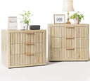 3-Drawer Nightstand with Fluted Design & Metal Handle