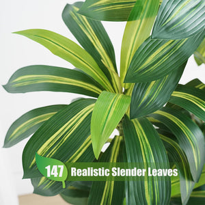 Tall Artificial Dracaena Tree with White Planter