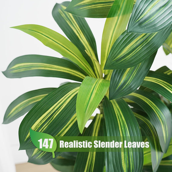 Tall Artificial Dracaena Tree with White Planter
