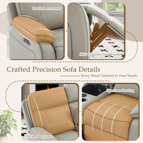 Power Reclining Sofa with Fold-Down Table & Charging Station