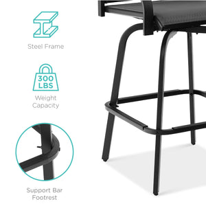 Swivel Outdoor Bar Stools with All-Weather Mesh — Set of 2