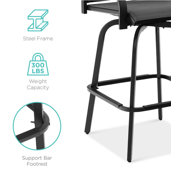 Swivel Outdoor Bar Stools with All-Weather Mesh — Set of 2