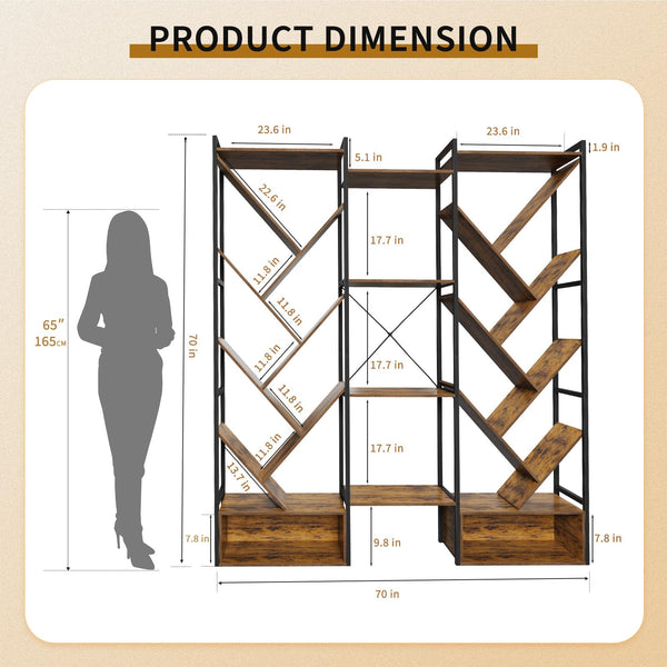 5-Tier Tree Bookshelf with 24 Open Shelves