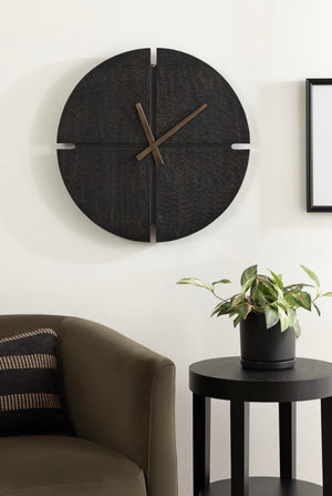 22-Inch Round Wall Clock – Black Analog Numberless Modern Design
