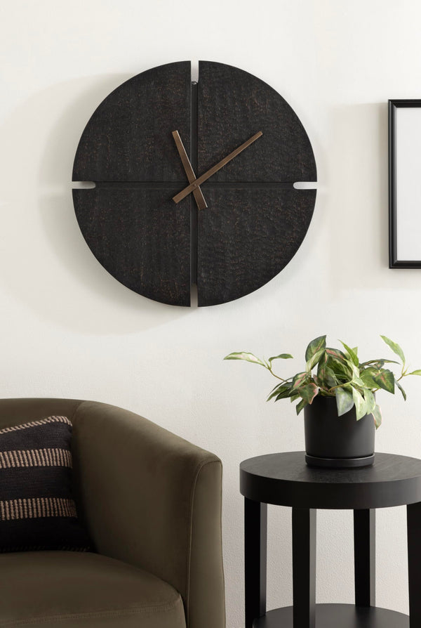 22-Inch Round Wall Clock – Black Analog Numberless Modern Design