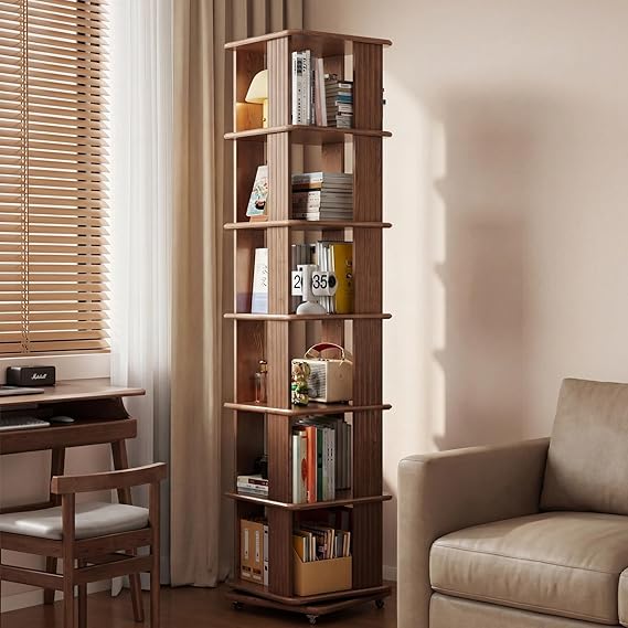 6-Tier Rotating Bookshelf Tower