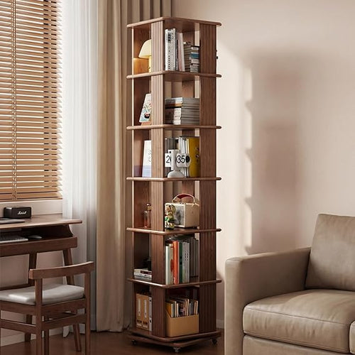6-Tier Rotating Bookshelf Tower