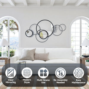 Black Round 3D Wall Mirror