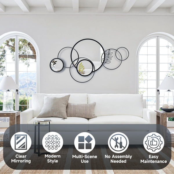 Black Round 3D Wall Mirror