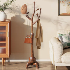 Wooden Coat Rack Freestanding with 8 Hooks