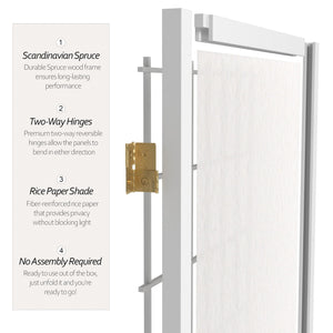 6-Panel Shoji Screen Room Divider – White Rice Paper & Wood