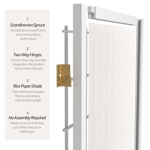6-Panel Shoji Screen Room Divider – White Rice Paper & Wood