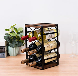 Countertop Wine Rack 6 Bottle Metal Wood
