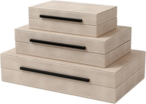 Faux Leather Decorative Boxes with Lids – Set of 3 Nesting Storage Boxes