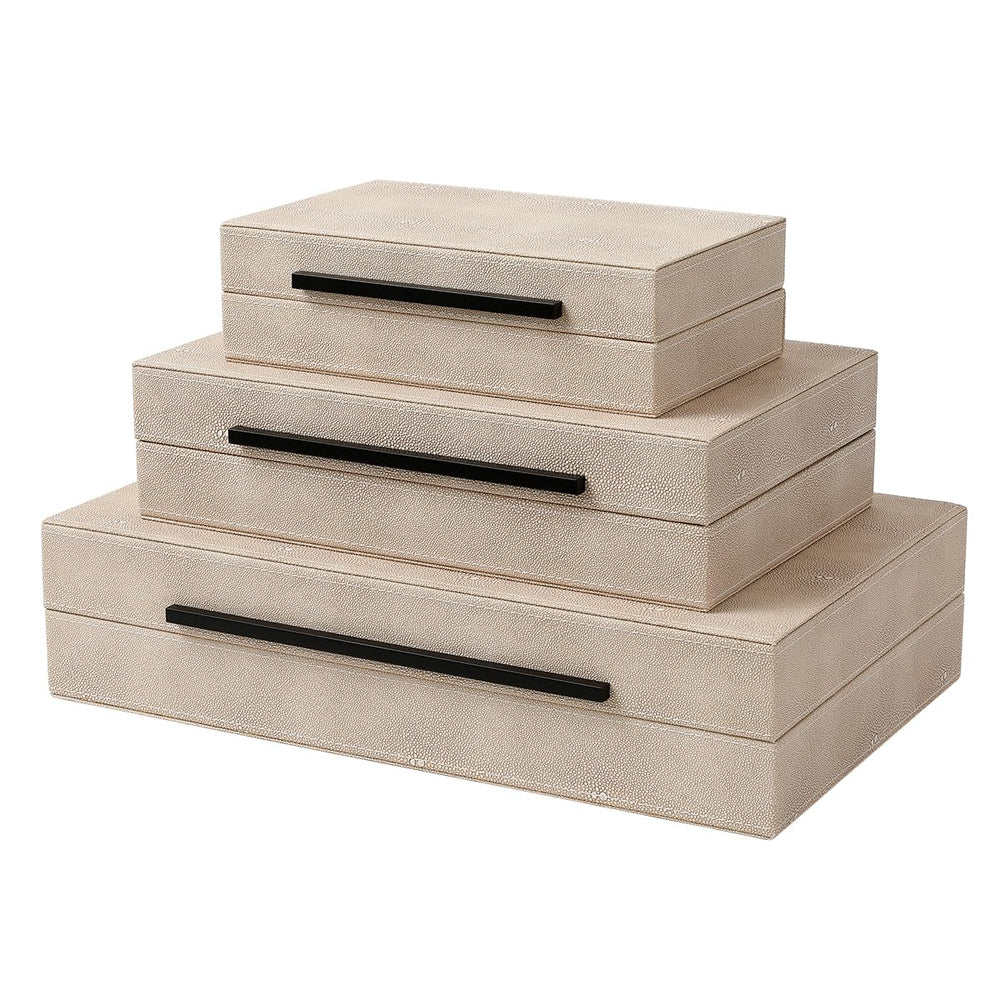 Faux Leather Decorative Boxes with Lids – Set of 3 Nesting Storage Boxes