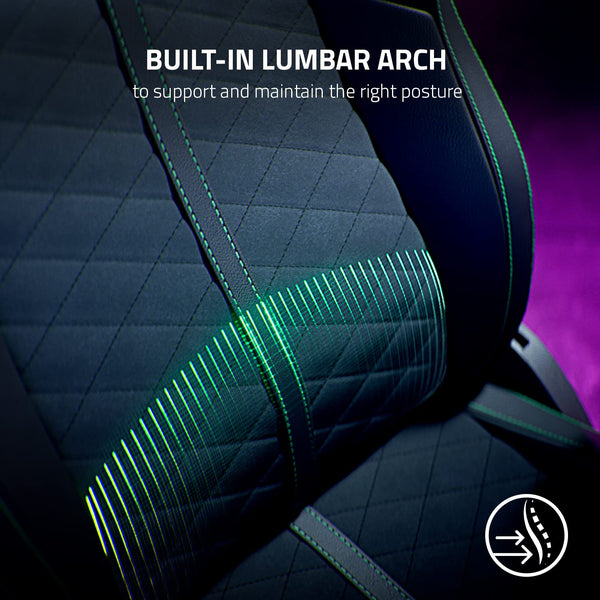 Gaming Chair with Built-In Lumbar Arch & 152° Recline
