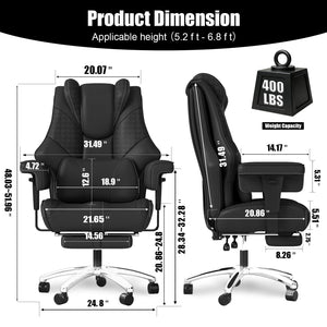 Big and Tall Reclining Office Chair with Footrest
