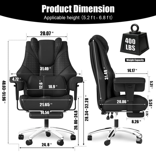 Big and Tall Reclining Office Chair with Footrest